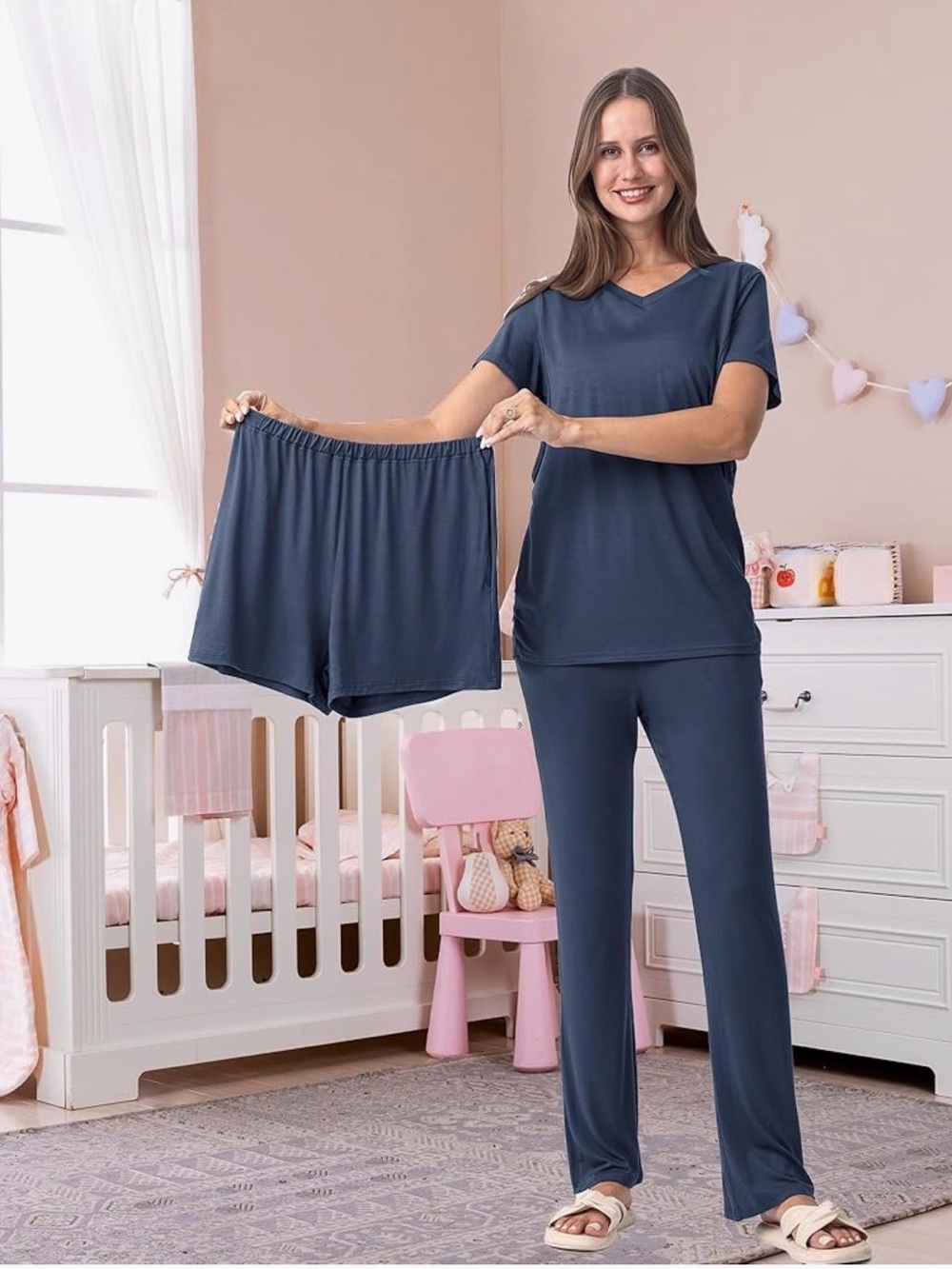 Rnxrbb 3 piece women’s maternity nursing pajamas set - Picture 2 of 6